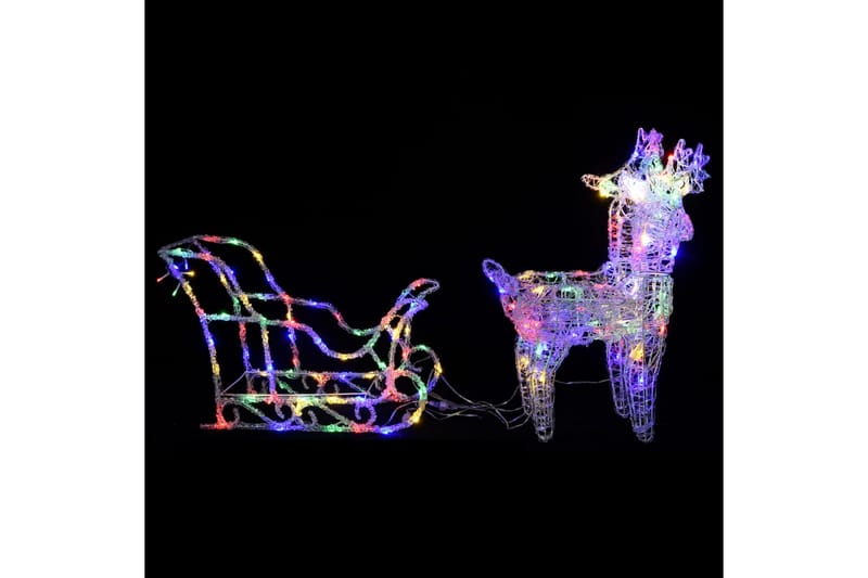 rensdyr og kane juledekoration 160 LED'er 130 cm akryl - Flerfarvet - Belysning - Julebelysning - Julelys udendørs