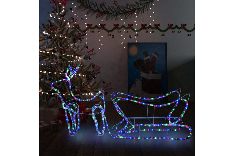 rensdyr og kane udendørs juledekoration 252 LED'er - Flerfarvet - Julelys udendørs