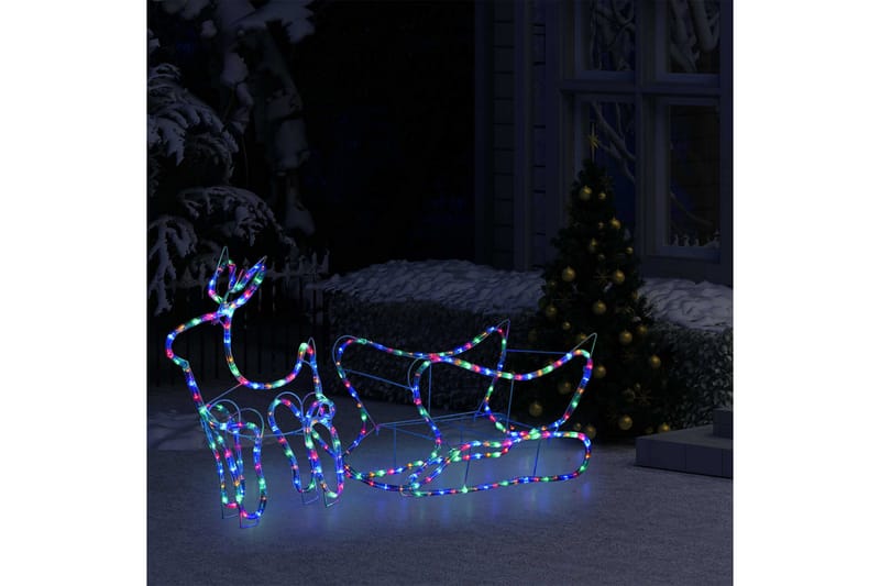 rensdyr og kane udendørs juledekoration 252 LED'er - Flerfarvet - Julelys udendørs