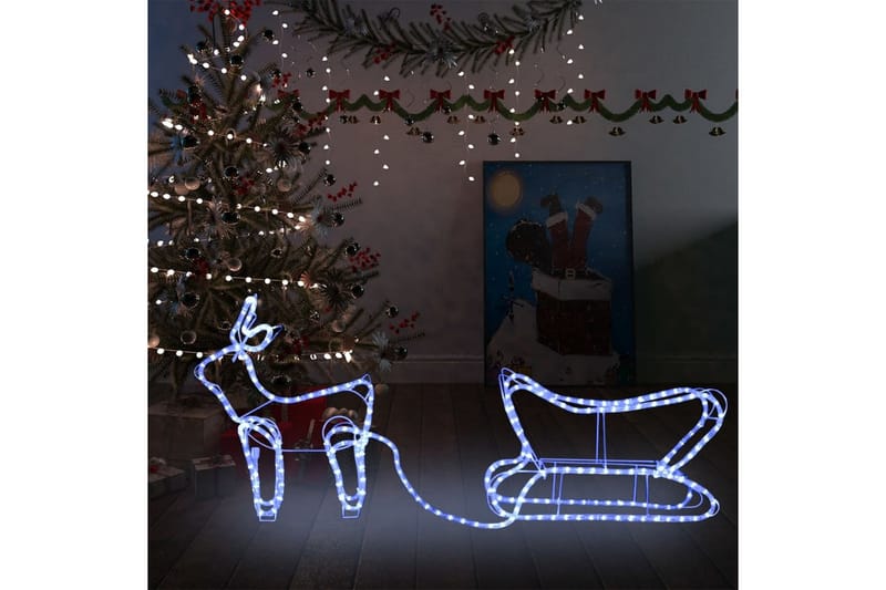 rensdyr og kane udendørs juledekoration 252 LED'er - Hvid - Julelys udendørs