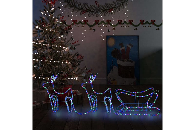 rensdyr og kane udendørs juledekoration 576 LED'er - Flerfarvet - Julelys udendørs
