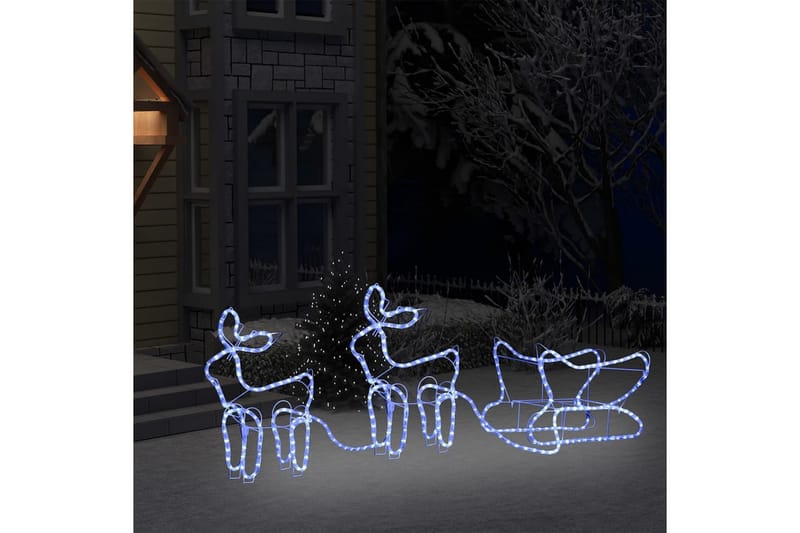 rensdyr og kane udendørs juledekoration 576 LED'er - Hvid - Julelys udendørs