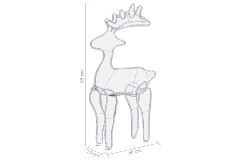 rensdyrdekoration 60x24x89 cm 306 LED'er trådnet - Hvid - Julelys udendørs