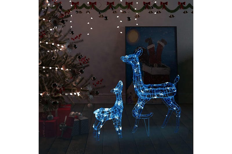 rensdyrfamilie juledekoration 160 LED'er akryl blå - Grå - Julelys udendørs