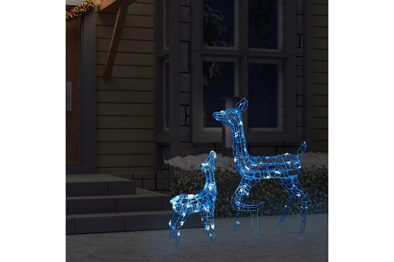 rensdyrfamilie juledekoration 160 LED'er akryl blå - Grå - Julelys udendørs