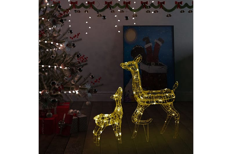 rensdyrfamilie juledekoration 160 LED'er akryl varmt hvidt - Grå - Julelys udendørs