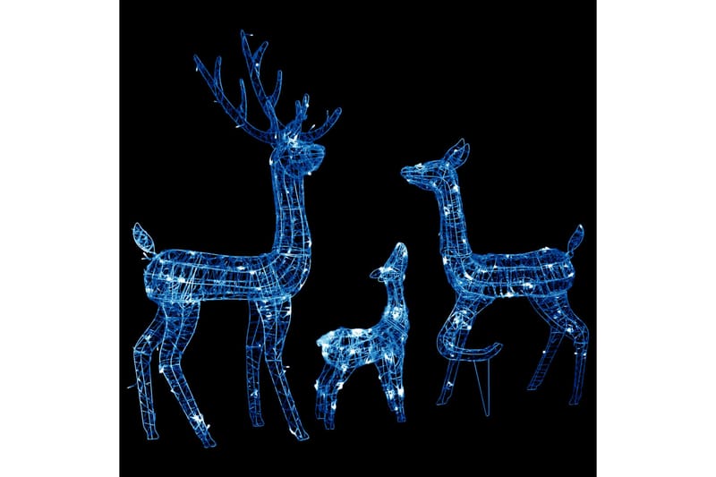 rensdyrfamilie juledekoration 300 LED'er akryl blåt lys - Grå - Julelys udendørs