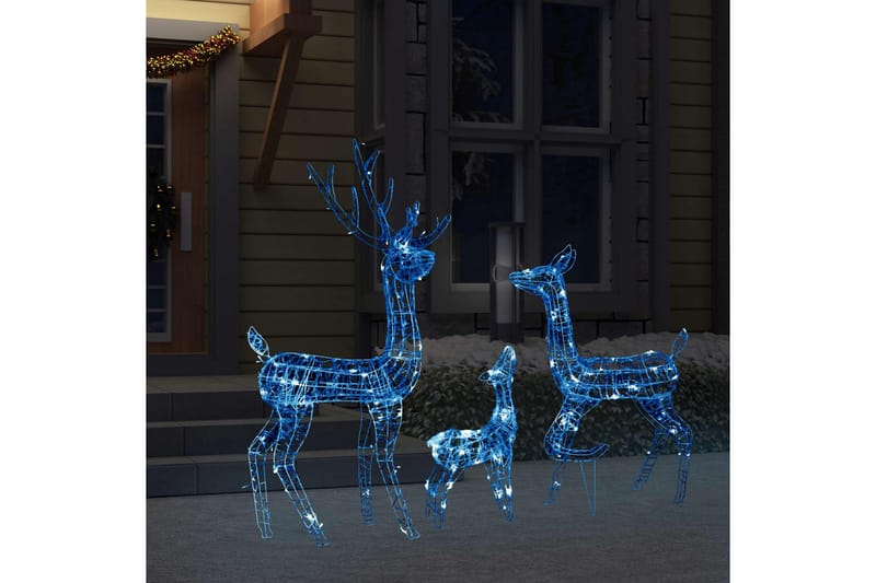 rensdyrfamilie juledekoration 300 LED'er akryl blåt lys - Grå - Julelys udendørs