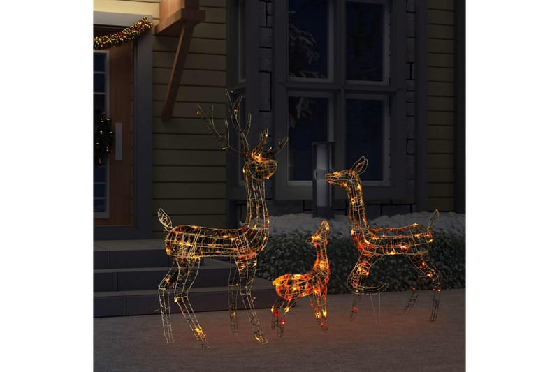 rensdyrfamilie juledekoration 300 LED'er akryl farverigt lys - Grå - Julelys udendørs