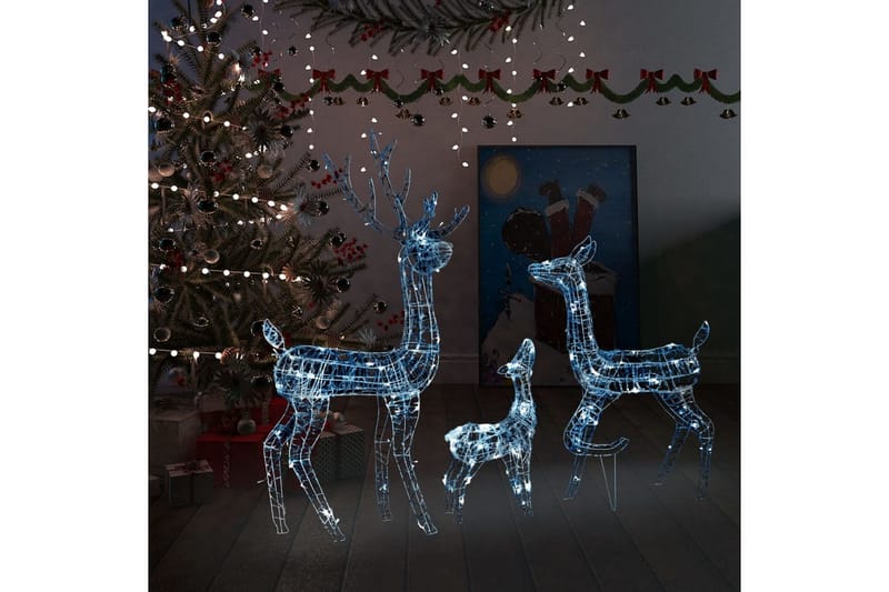rensdyrfamilie juledekoration 300 LED'er akryl koldtt lys - Julelys udendørs