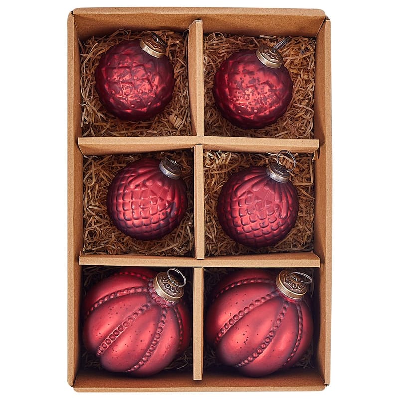 Julekugle Argentin Sæt med 6 - Rød - Belysning - Julebelysning - Øvrig julebelysning