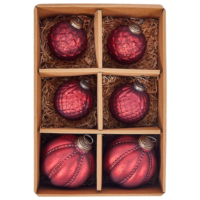 Julekugle Argentin Sæt med 6 - Rød - Boligtilbehør - Julepynt & højtidsdekorationer - Juelpynt og juledekoration - Juletræspynt & julekugler