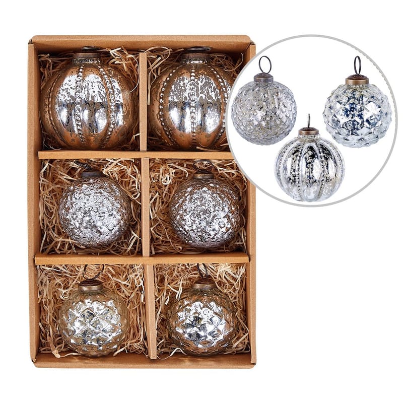 Julekugle Argentin Sæt med 6 - Sølv - Belysning - Julebelysning - Øvrig julebelysning