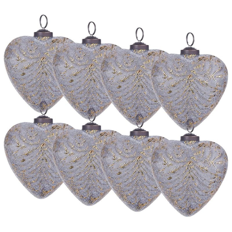 Julekugle Feriable Sæt med 8, Grå, Guld, Sølv