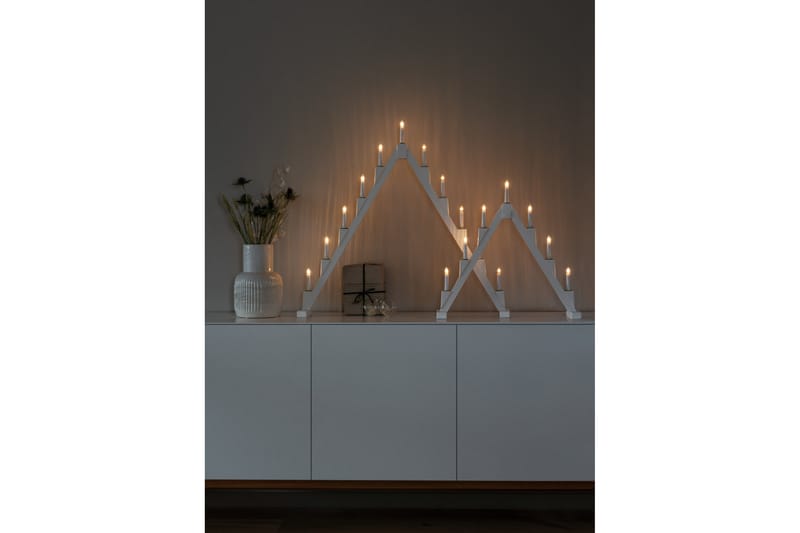 Ellysestage 11 lys foldebar hvid - Kunstsmede - Adventsstage - Julelamper