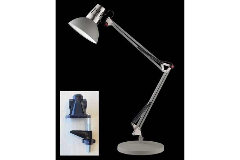 Jeffery Bordlampe - Grå - Vindueslampe på fod - Soveværelse lampe - Stuelampe - Sengelampe bord - Vindueslampe - Bordlampe