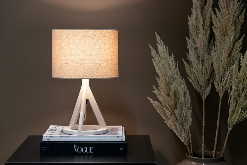 Kawaihae Bordlampe - Linned/Beige/Hvid - Vindueslampe på fod - Soveværelse lampe - Stuelampe - Sengelampe bord - Vindueslampe - Bordlampe
