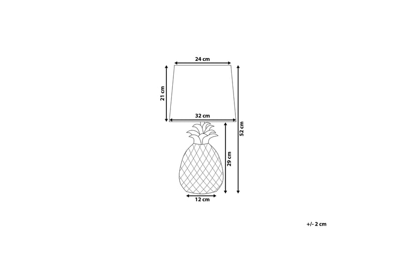 Pineapple Bordlampe 32 cm - Guld - Vindueslampe på fod - Soveværelse lampe - Stuelampe - Sengelampe bord - Vindueslampe - Bordlampe