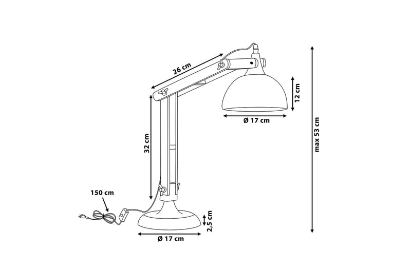 Salado Skrivebordslampe 53 cm - Hvid - Skrivebordslampe - Læselampe bord