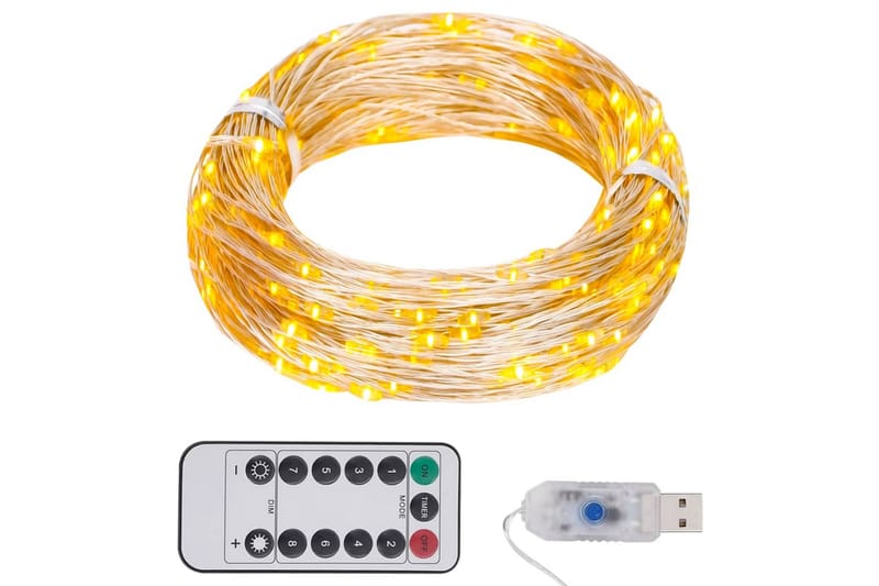 lyskæde 40 m 400 mikro-LED'er 8 funktioner varmt hvidt lys - Grå - Lyskæde - Øvrig julebelysning
