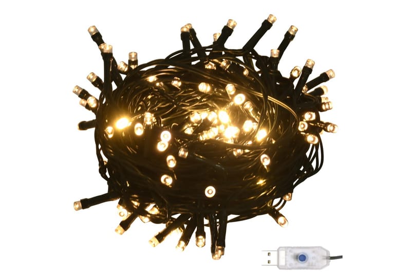 LED-lyskæde 15 m PVC varmt hvidt lys - Lyskæde - Øvrig julebelysning