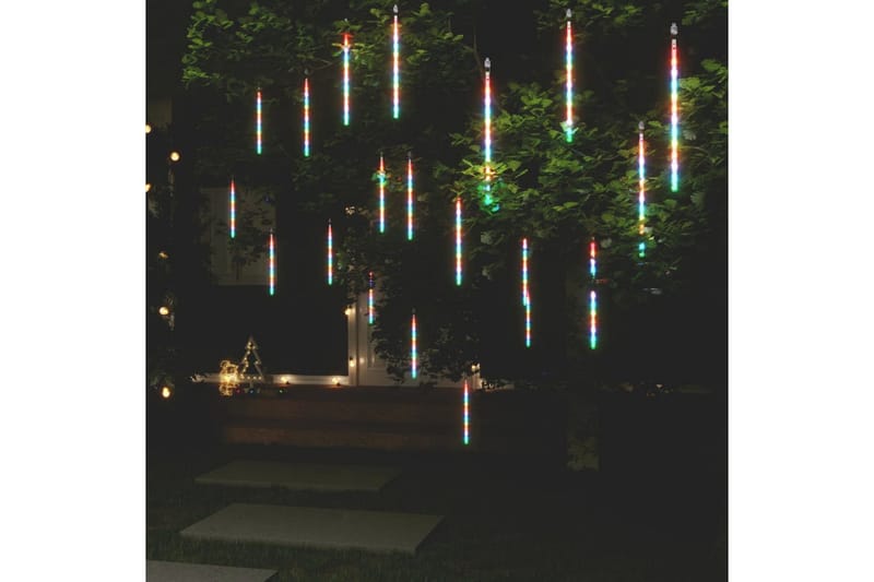 lyskæde meteorregn 20 stk. 30 cm 480 LED'er farverigt lys - Flerfarvet - Dekorativ belysning - Bogreolsbelysning - Lyskæde - Trappebelysning