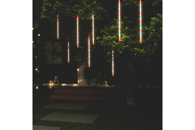 lyskæde meteorregn 8 stk. 50 cm 288 LED'er farverigt lys - Flerfarvet - Dekorativ belysning - Bogreolsbelysning - Lyskæde - Trappebelysning
