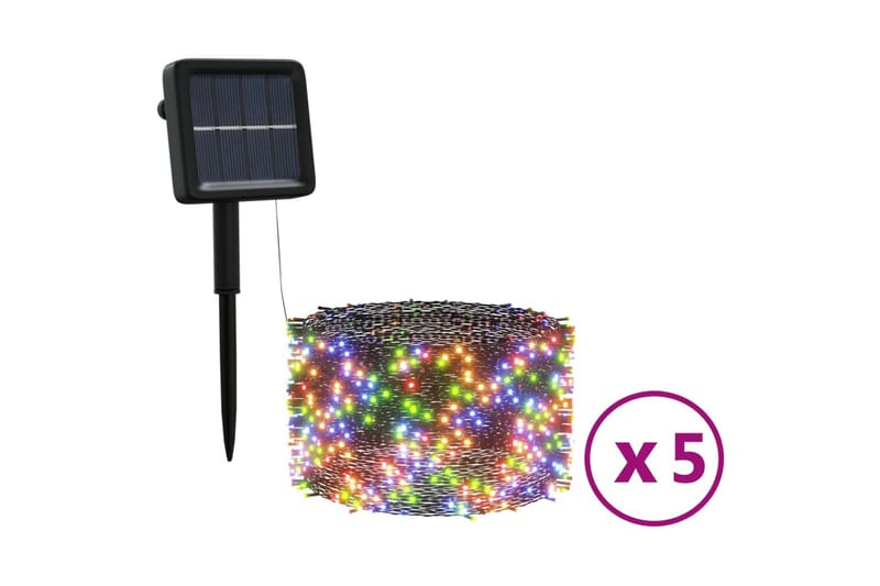 soldrevne lyskæder 5 stk. 5x200 LED'er inde/ude farverig - Belysning - Julebelysning - Øvrig julebelysning