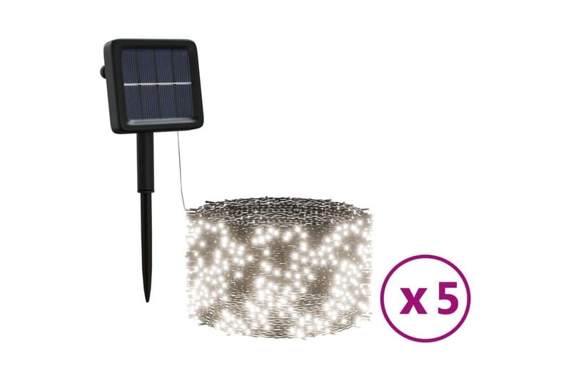 soldrevne lyskæder 5 stk. 5x200 LED'er inde/ude kold hvid - Belysning - Julebelysning - Øvrig julebelysning