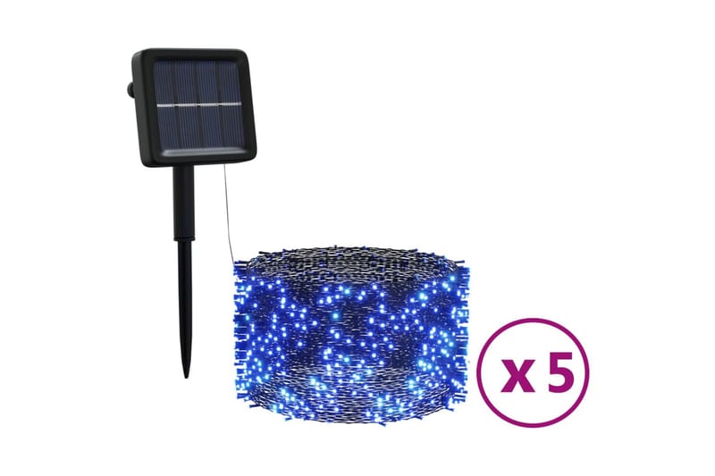 soldrevne lyskæder 5 stk. 5x200 LED-lys inde/ude blå - Belysning - Julebelysning - Øvrig julebelysning