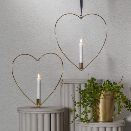 Flamme Heart indendørsdekoration 28 cm - Messing - Belysning - Lamper & indendørsbelysning - Dekorativ belysning