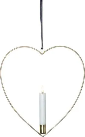 Flamme Heart indendørsdekoration 28 cm, Messing