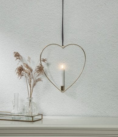 Flamme Heart indendørsdekoration 28 cm - Messing - Belysning - Lamper & indendørsbelysning - Dekorativ belysning