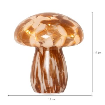 Funghi glasdekoration 15 cm - Brun/hvid - Belysning - Lamper & indendørsbelysning - Dekorativ belysning