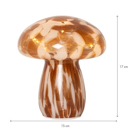 Funghi glasdekoration 15 cm - Brun/hvid - Belysning - Lamper & indendørsbelysning - Dekorativ belysning