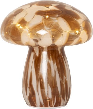 Funghi glasdekoration 15 cm - Brun/hvid - Belysning - Lamper & indendørsbelysning - Dekorativ belysning
