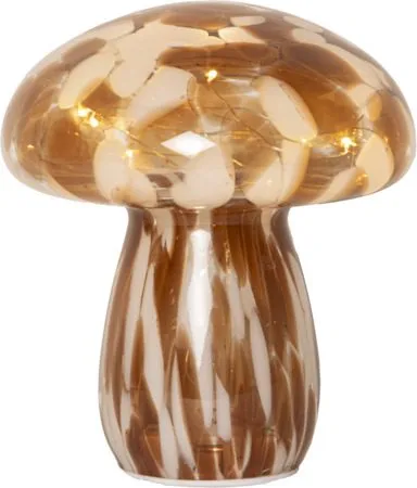 Funghi glasdekoration 15 cm, Brun/hvid