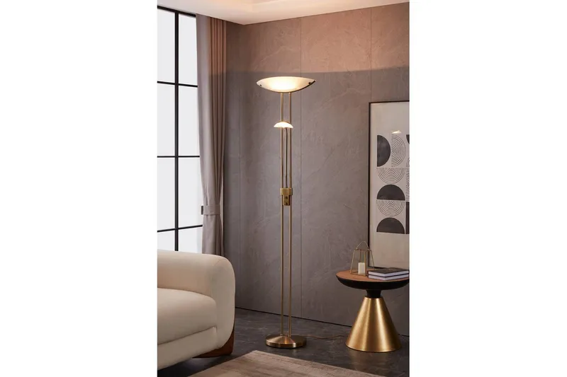 Gulvlampe Eglo Baya Bronzeret Hvid - Hvid/Mørkegrå - Belysning - Lamper & indendørsbelysning - Gulvlampe & standerlampe - Toarmet gulvlampe