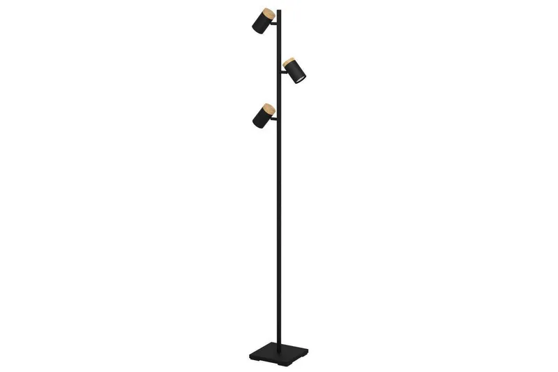 Gulvlampe Eglo Cartagena Sort/Træ med 3 Lamper, undefined