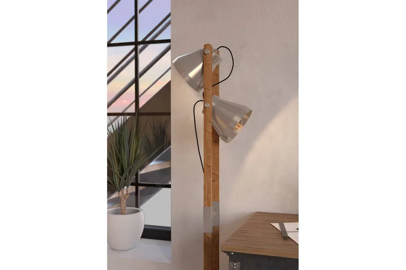 Gulvlampe Eglo Cawton - Brun - Belysning - Lamper & indendørsbelysning - Gulvlampe & standerlampe - Toarmet gulvlampe