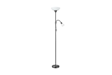 Gulvlampe Eglo Up 2 med Læselampe Nickel-Nero Hvid