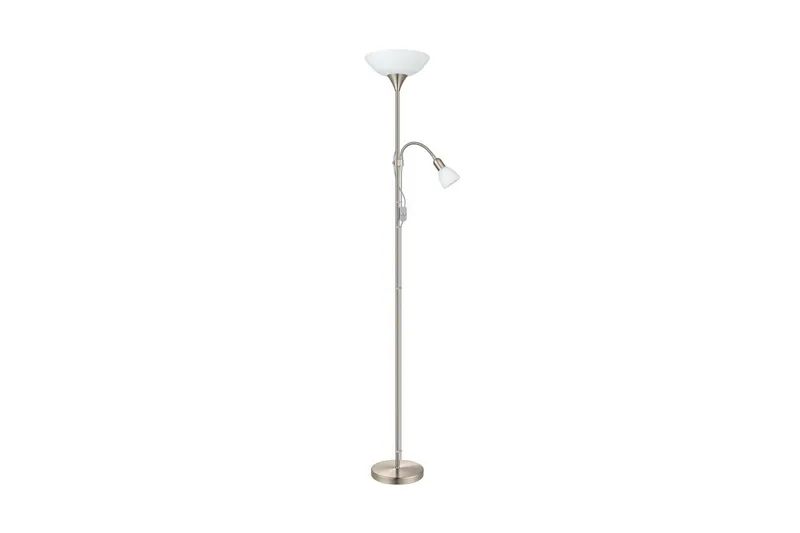 Gulvlampe Eglo Up 2 med Læselampe Nikkel-Mat Hvid - Hvid/Grå - Belysning - Lamper & indendørsbelysning - Soveværelse lampe