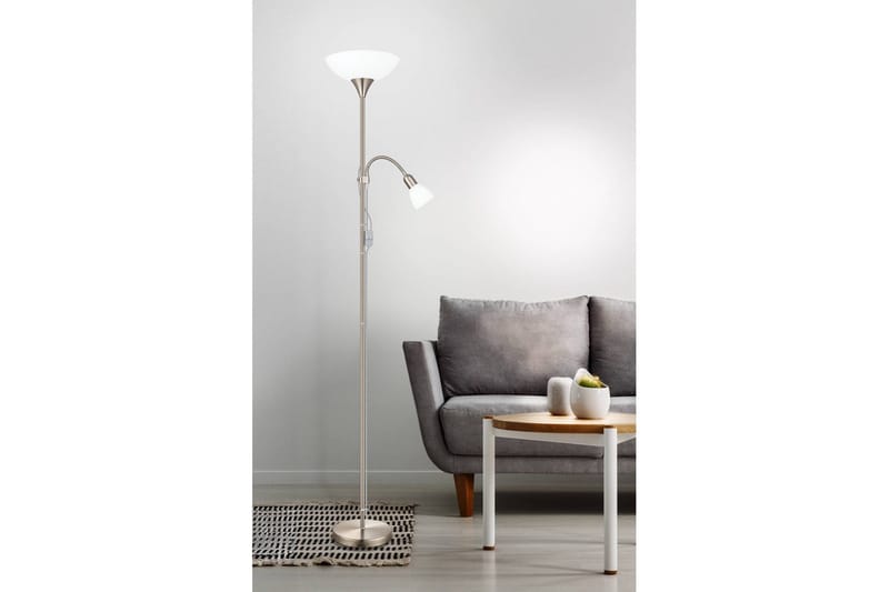 Gulvlampe Eglo Up 2 med Læselampe Nikkel-Mat Hvid - Hvid/Grå - Belysning - Lamper & indendørsbelysning - Soveværelse lampe