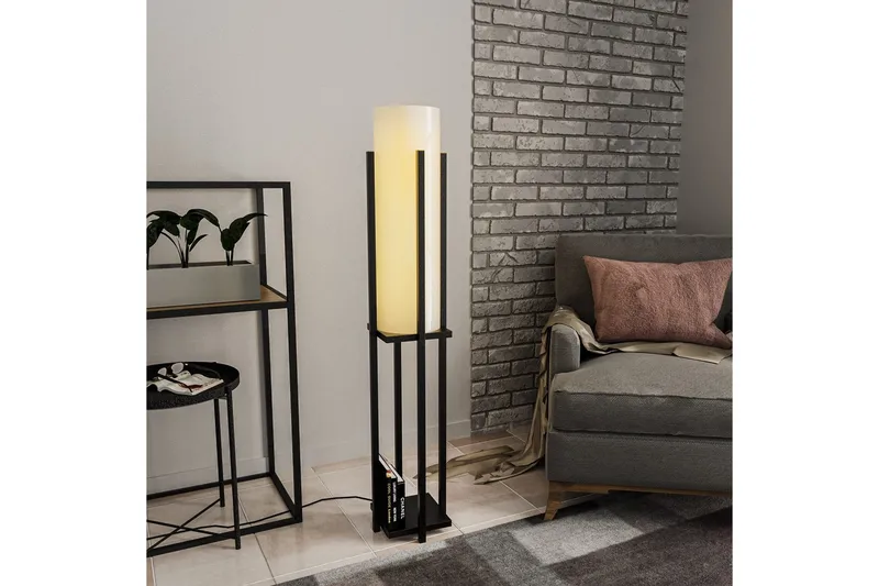 Gulvlampe Hyldelampe (Hyldehøjde: 60 cm) Sort Beige - Sort Beige - Belysning - Lamper & indendørsbelysning - Soveværelse lampe