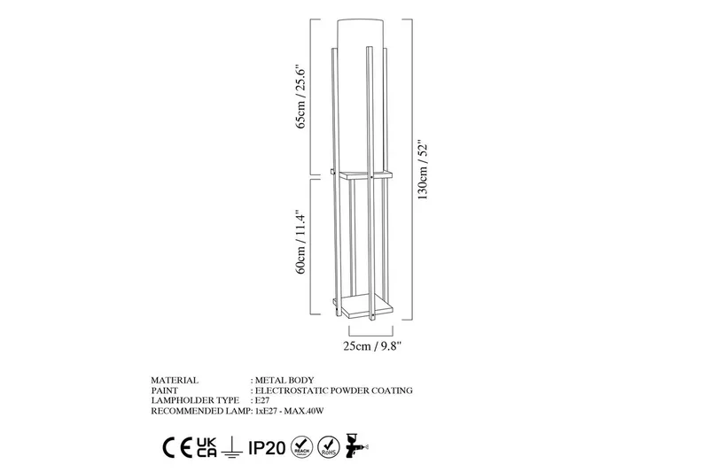 Gulvlampe Hyldelampe (Hyldehøjde: 60 cm) Sort Beige - Sort Beige - Belysning - Lamper & indendørsbelysning - Soveværelse lampe