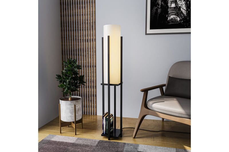 Gulvlampe Hyldelampe (Hyldehøjde: 60 cm) Sort Beige - Sort Beige - Belysning - Lamper & indendørsbelysning - Soveværelse lampe