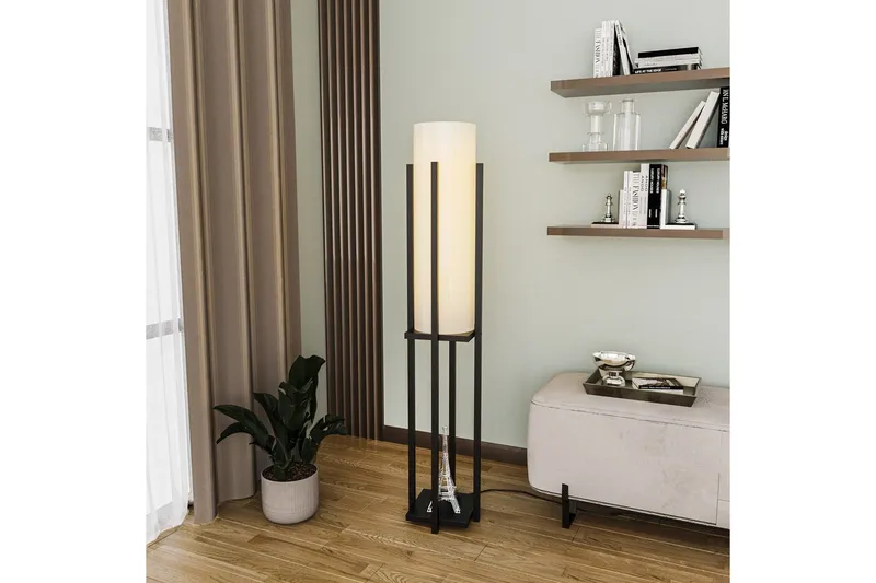 Gulvlampe Hyldelampe (Hyldehøjde: 60 cm) Sort Beige - Sort Beige - Belysning - Lamper & indendørsbelysning - Soveværelse lampe