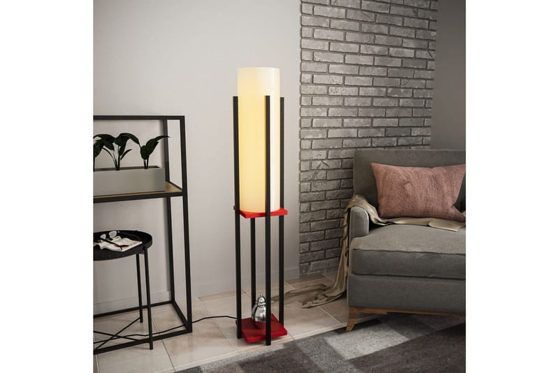 Gulvlampe Hyldelampe (Hyldehøjde: 60 cm) Sort / Rød - Sort / Rød - Belysning - Lamper & indendørsbelysning - Soveværelse lampe