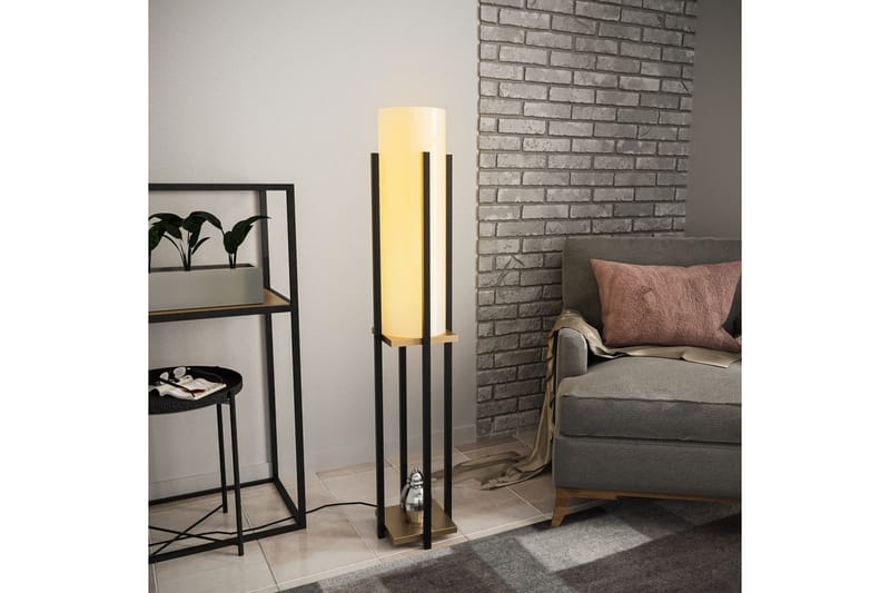 Gulvlampe Hyldelampe (Hyldehøjde: 60 cm) Sort / Rany Beige - Sort / Rany Beige - Belysning - Lamper & indendørsbelysning - Soveværelse lampe