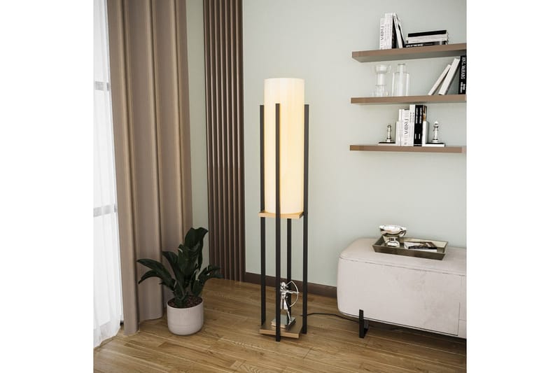 Gulvlampe Hyldelampe (Hyldehøjde: 60 cm) Sort / Rany Beige - Sort / Rany Beige - Belysning - Lamper & indendørsbelysning - Soveværelse lampe